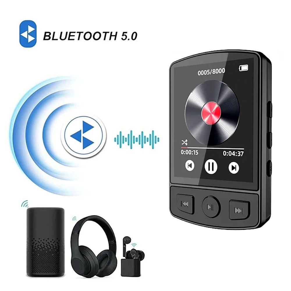 T6  MP3 Player Portable Sport Clip Walkman HiFi Sound Bluetooth-Compatible 5.0 Student Walkman 1.8 Inch Screen with FM Radio E-Book