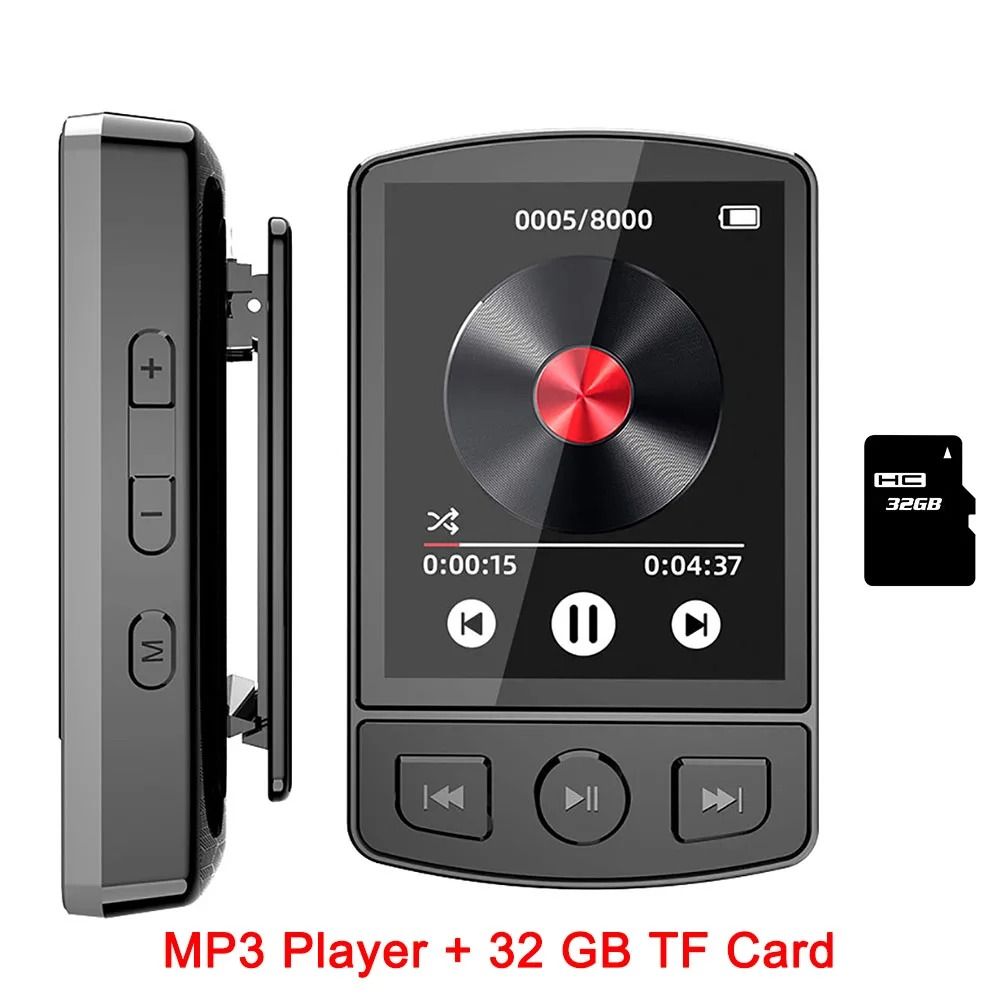 T6  MP3 Player Portable Sport Clip Walkman HiFi Sound Bluetooth-Compatible 5.0 Student Walkman 1.8 Inch Screen with FM Radio E-Book