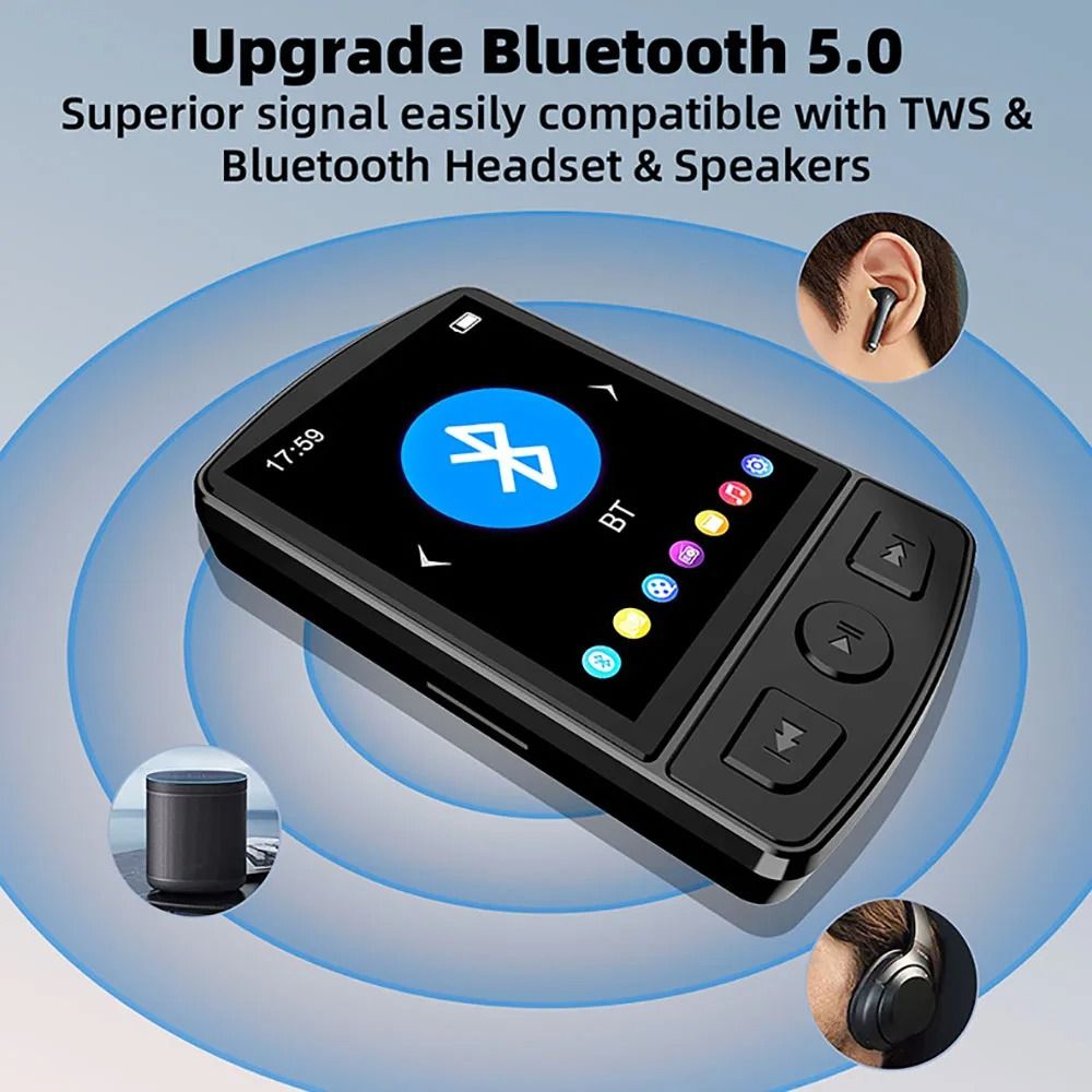 T6  MP3 Player Portable Sport Clip Walkman HiFi Sound Bluetooth-Compatible 5.0 Student Walkman 1.8 Inch Screen with FM Radio E-Book