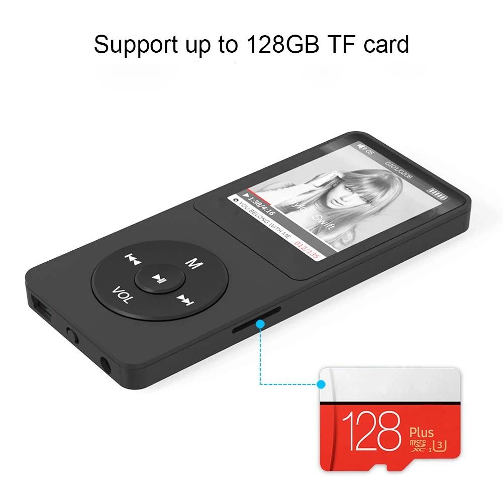 (Gift headphones)"Student MP3 Player with Bluetooth & Speaker - 1.8" Screen, Expandable Storage, Lossless Sound, Dictionary Function"