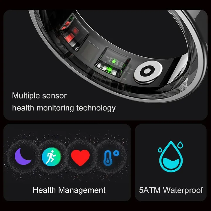 2026 COLMI R09 Smart Ring Men Women with Charging Case, Body Temperature Health and Sleep Monitor For Xiaomi Samsung Phone