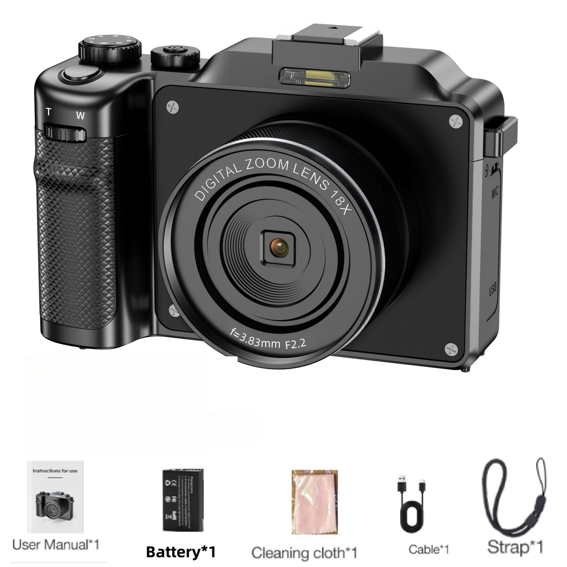 X9 4K 64MP Vintage Digital Camera with HD Screen 18x Zoom Lens 1800mAh Rechargeable Battery Anti-shake Camera with 32G/64G Card