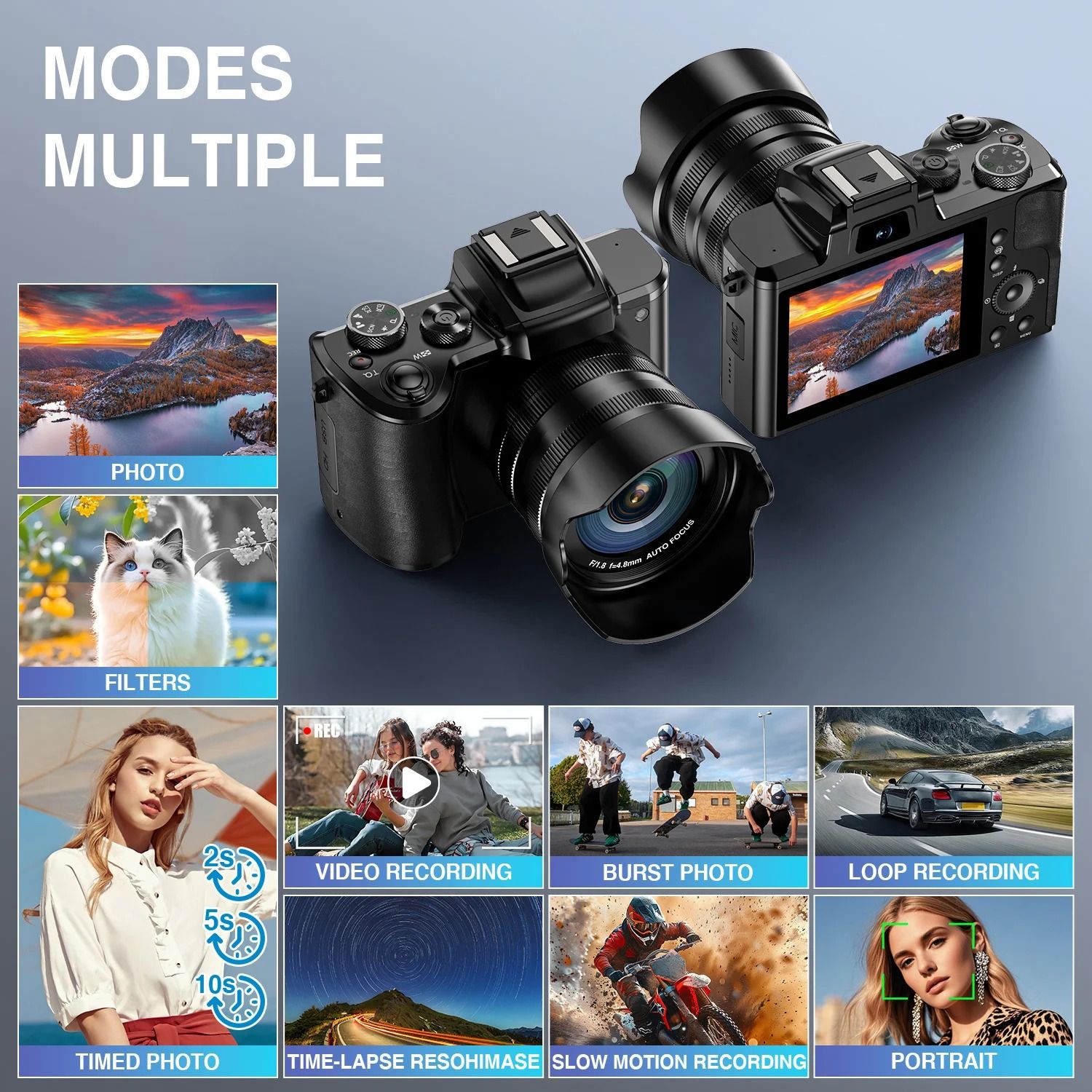 DC226  8K Digital Cameras Autofocus 88MP WiFi Profession Camera with Dual-Lens 16X Digital Zoom Photography Camera with Touch Screen.