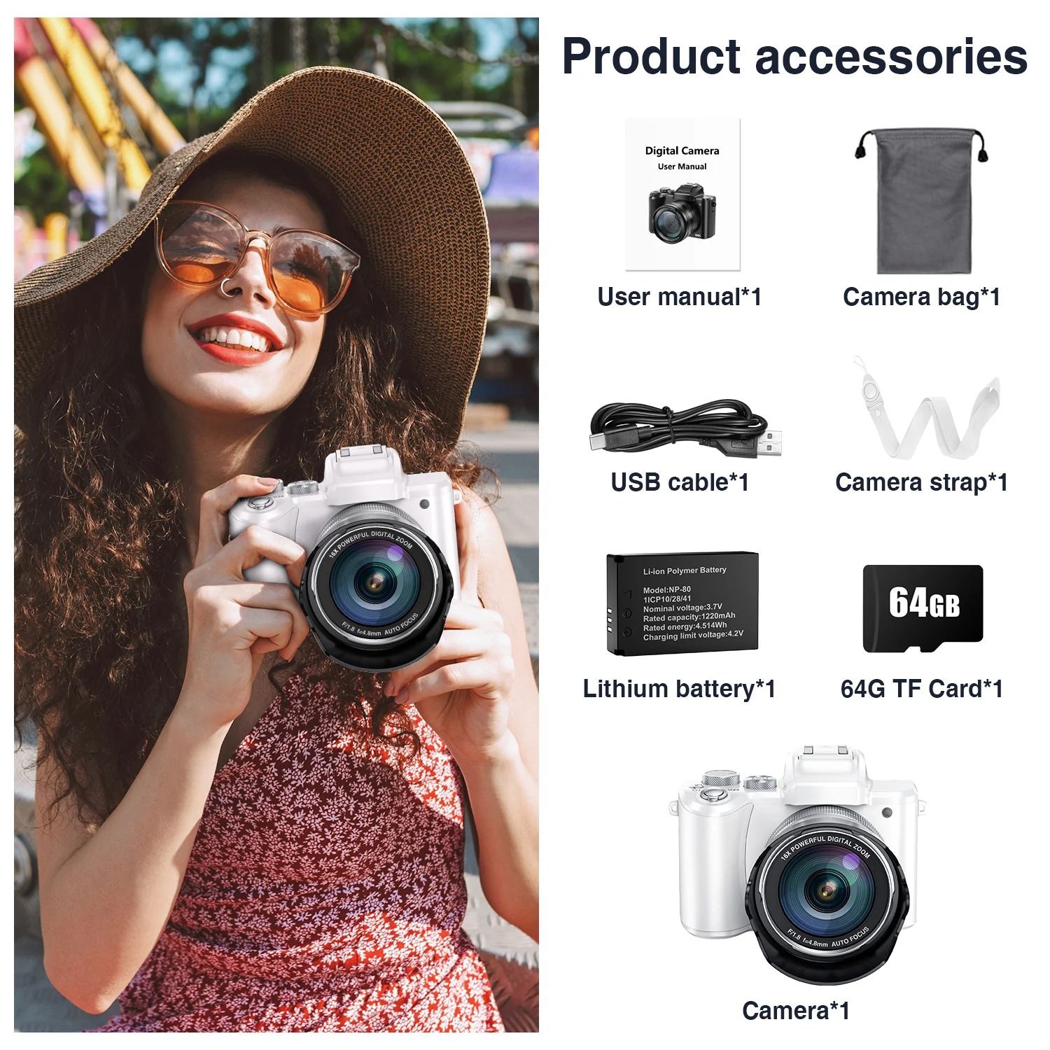 DC226  8K Digital Cameras Autofocus 88MP WiFi Profession Camera with Dual-Lens 16X Digital Zoom Photography Camera with Touch Screen.