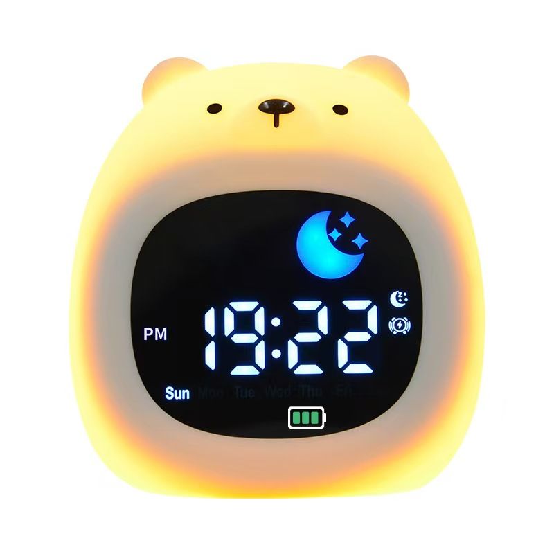 Alarm Clock for Kids Sleep Training Clock Cute Touch 9 Colors Night Light with White Noise Machine for Children Bedroom