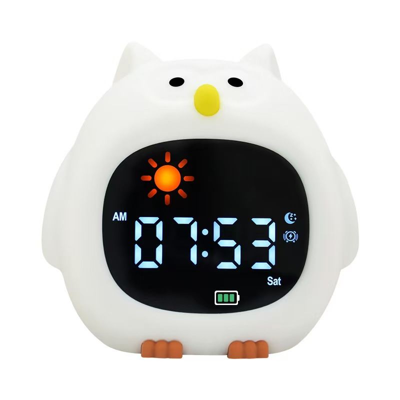 Alarm Clock for Kids Sleep Training Clock Cute Touch 9 Colors Night Light with White Noise Machine for Children Bedroom