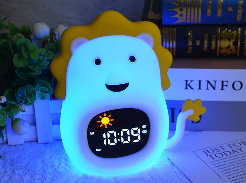 Alarm Clock for Kids Sleep Training Clock Cute Touch 9 Colors Night Light with White Noise Machine for Children Bedroom
