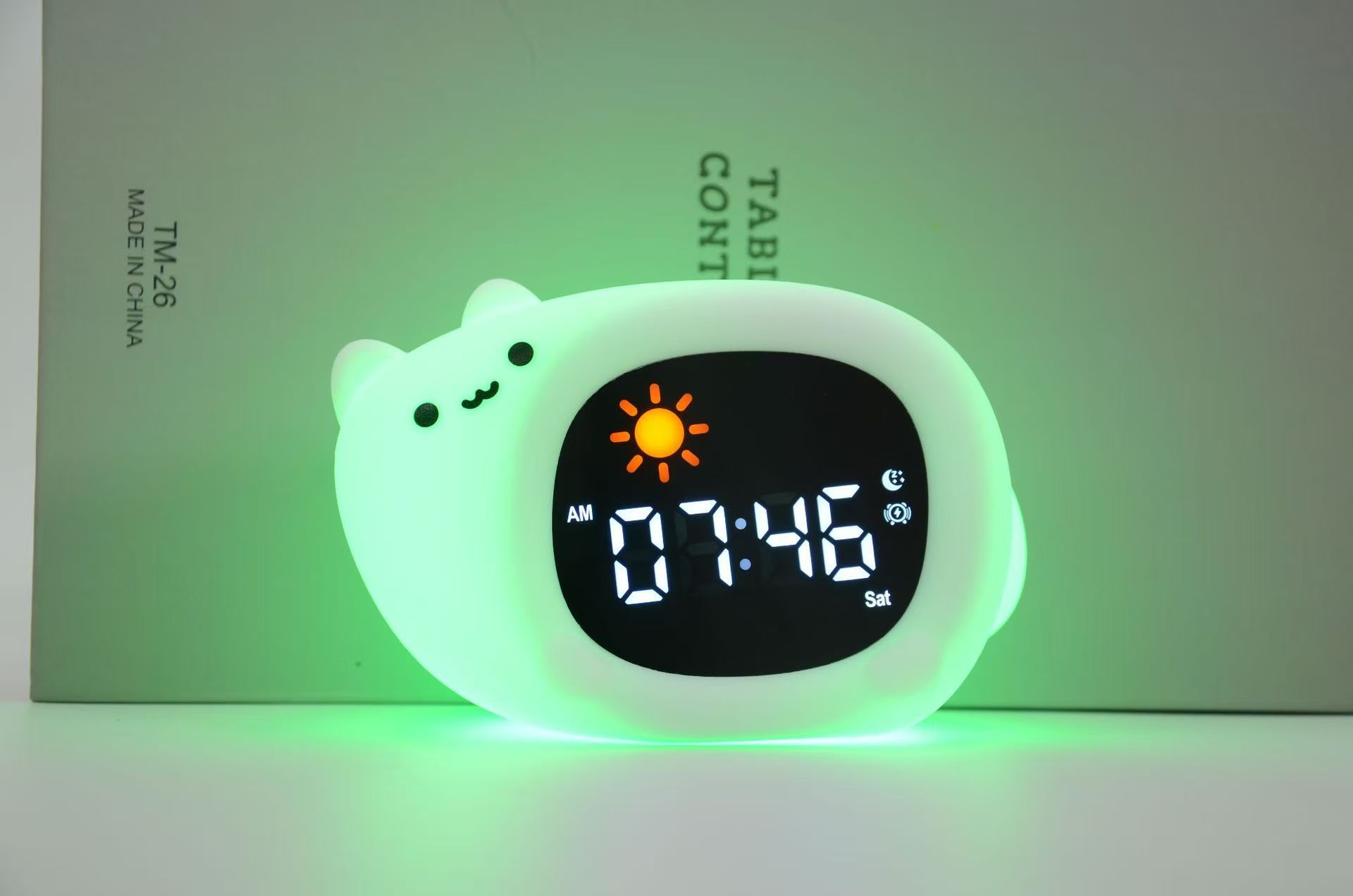 Alarm Clock for Kids Sleep Training Clock Cute Touch 9 Colors Night Light with White Noise Machine for Children Bedroom