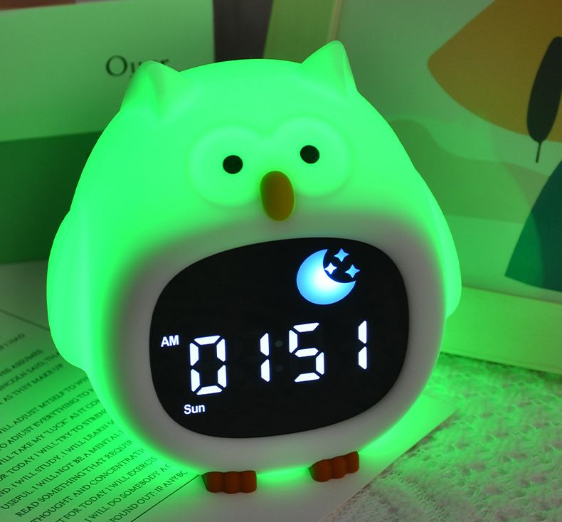 Alarm Clock for Kids Sleep Training Clock Cute Touch 9 Colors Night Light with White Noise Machine for Children Bedroom