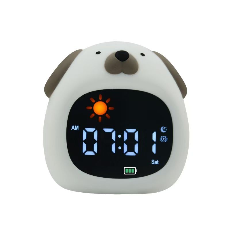 Alarm Clock for Kids Sleep Training Clock Cute Touch 9 Colors Night Light with White Noise Machine for Children Bedroom