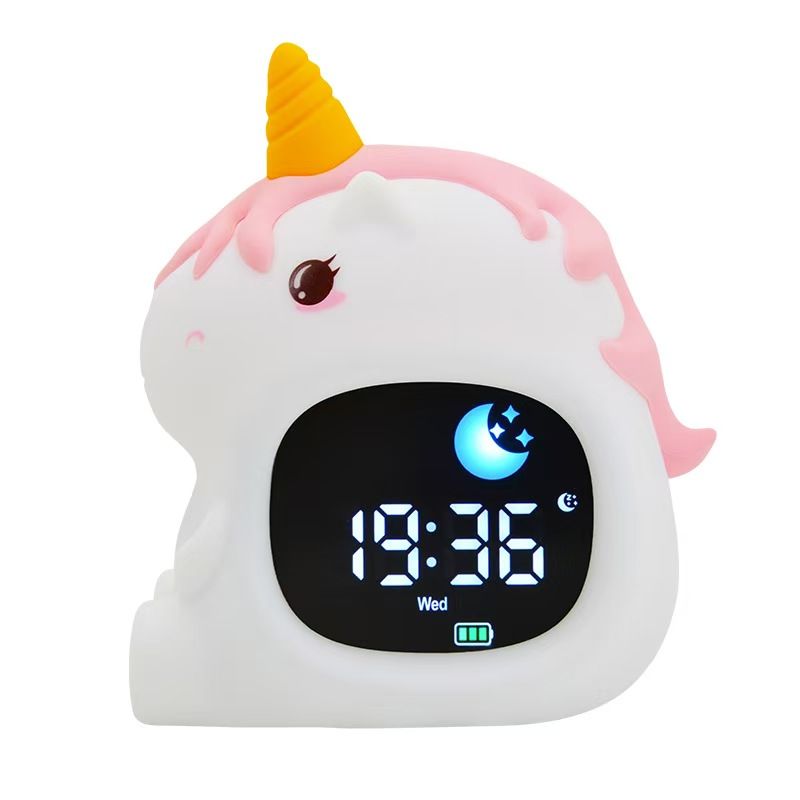 Alarm Clock for Kids Sleep Training Clock Cute Touch 9 Colors Night Light with White Noise Machine for Children Bedroom