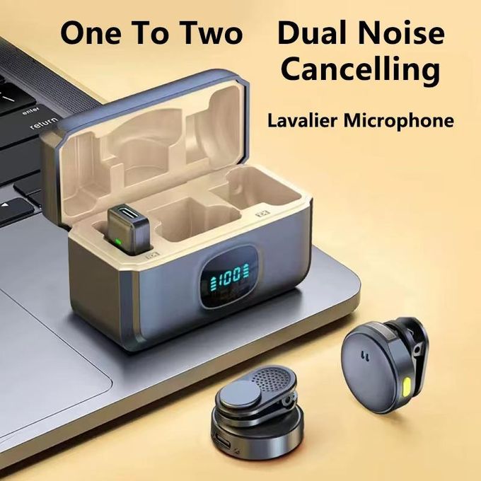 2 in 1 wireless mic lavalier magnetic function best quality wireless microphone with anc for vlogging and live streams