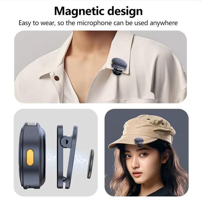 2 in 1 wireless mic lavalier magnetic function best quality wireless microphone with anc for vlogging and live streams