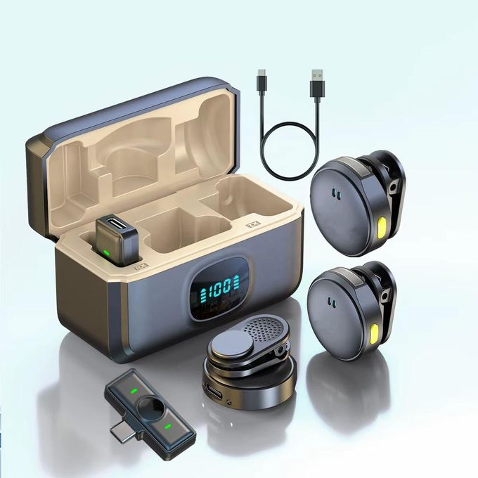 2 in 1 wireless mic lavalier magnetic function best quality wireless microphone with anc for vlogging and live streams