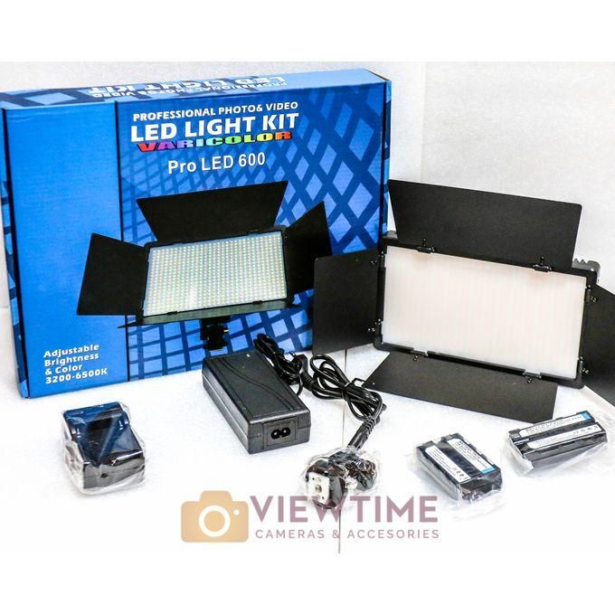 Universal Professional Photo And Video PRO Led 600 Light With 2 Batteries, Charger And Direct Power Adapter