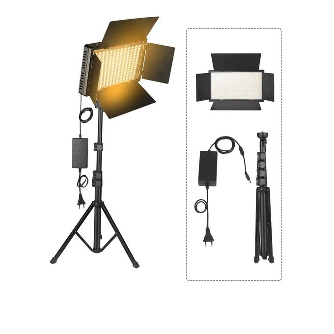 Universal Professional Photo And Video PRO Led 600 Light With 2 Batteries, Charger And Direct Power Adapter