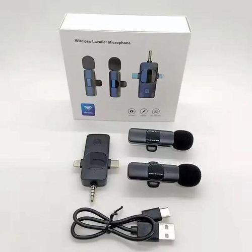 K15 Wireless Lavalier Microphone – 3-in-1 Clip-On Mic Set for Vlogging, YouTube & Mobile Content Creation