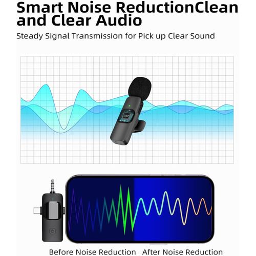 K15 Wireless Lavalier Microphone – 3-in-1 Clip-On Mic Set for Vlogging, YouTube & Mobile Content Creation