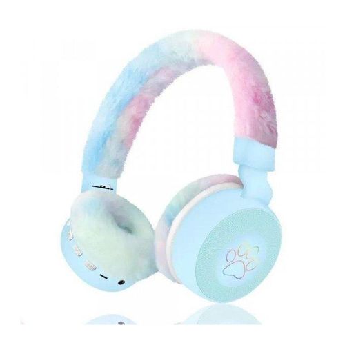 Wireless Bluetooth Headphones - Fluffy Over-Ear Headset with Built-in Mic & SD Card Slot - Multicolor Gradient FREGT