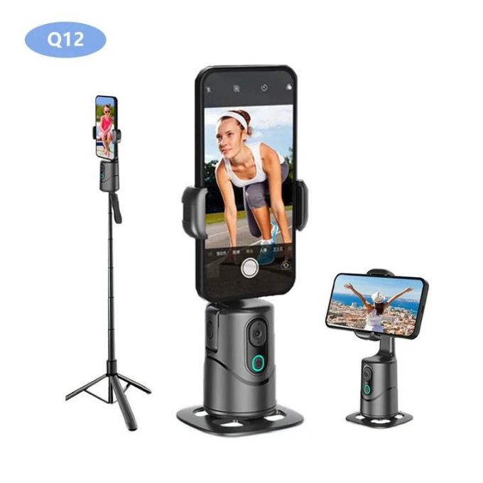 Portable Q12 intelligent 360 rotation AI face tracking smart gimbal stabilizer phone holder for video shooting