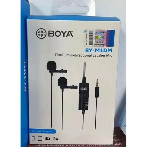 Boya Dual Head Lavalier Microphone BY-M1DM For Interviews YouTube Vlogging Podcast