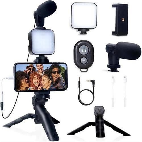 Vlogging Kit, Video Making Kit Tripod Stand Camera Remote Fill Light And Microphone Table Tripod For Youtube And Tiktok