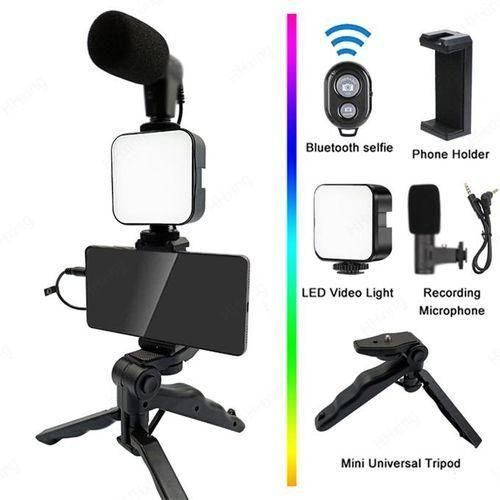 Vlogging Kit, Video Making Kit Tripod Stand Camera Remote Fill Light And Microphone Table Tripod For Youtube And Tiktok