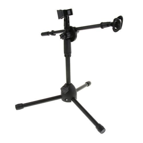 Adjustable Tripod Base Microphone Stand, With 2 Mic Holders