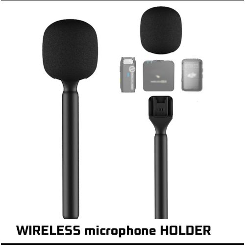 Wireless Interview Microphone Adapter Handheld Mount Holder for DJI Mic Stand, Holder for DJI Mic 1/2 / Rode Wireless GO II, for Hollyland Lark M1 /C1 / 150 / Synco G1/A2 / Movo and More