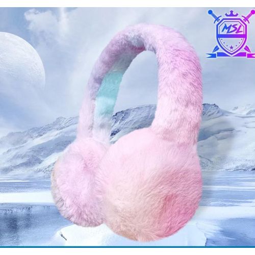 MSL-811 Wireless Bluetooth Headphones - Fluffy Over-Ear Headset with Built-in Mic & SD Card Slot - Multicolor Gradient