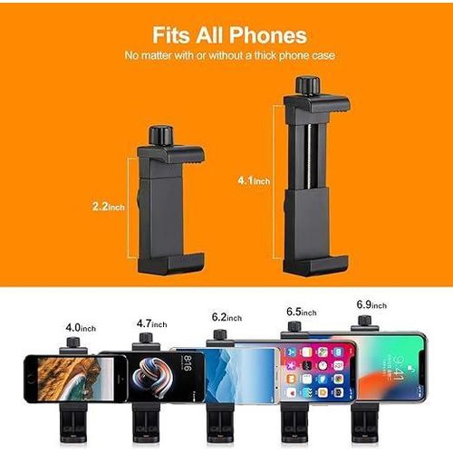 Phone Holder/Vertical and Horizontal Tripod Mount Adapter Rotatable Bracket with 1/4 inch Screw, Adjustable Clip for iPhone, Android Cell Phone, Selfie Stick, Camera Stand
