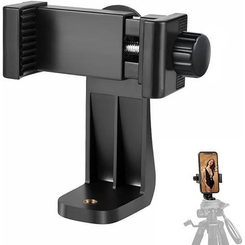 Phone Holder/Vertical and Horizontal Tripod Mount Adapter Rotatable Bracket with 1/4 inch Screw, Adjustable Clip for iPhone, Android Cell Phone, Selfie Stick, Camera Stand
