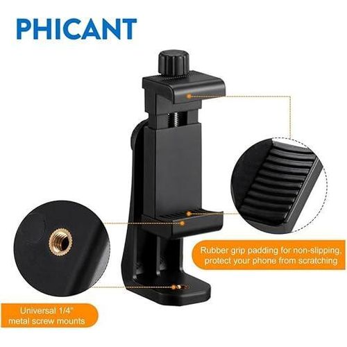 Phone Holder/Vertical and Horizontal Tripod Mount Adapter Rotatable Bracket with 1/4 inch Screw, Adjustable Clip for iPhone, Android Cell Phone, Selfie Stick, Camera Stand