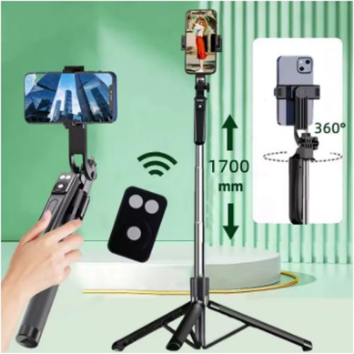 Stable Selfie Stick 1.7M 360 ° rotation Bluetooth Remote Control for TikTok QuickShooting Outdoor Live Broadcasting Tripod Photography