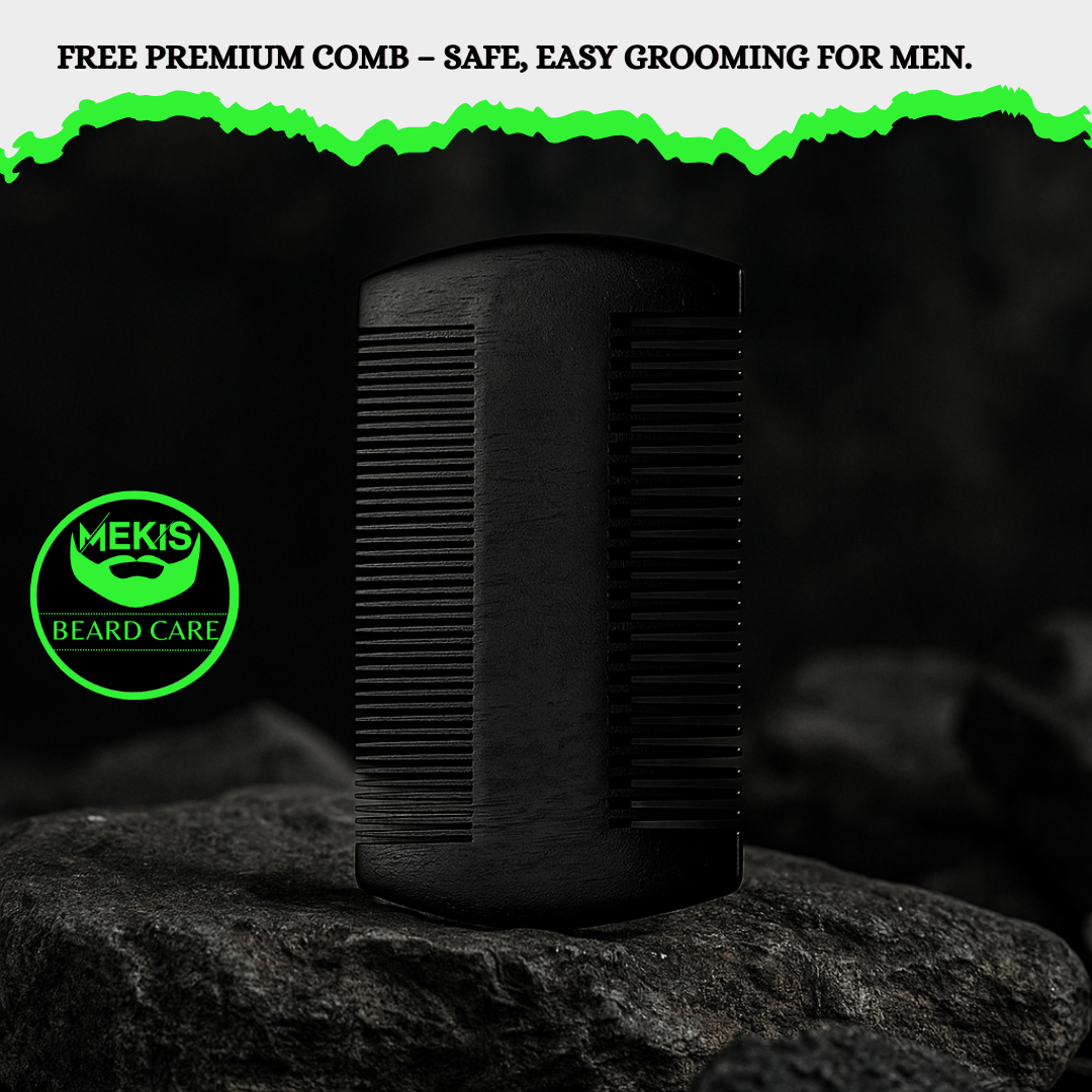 Mekis Beard Conditioning Oil + Balm + Comb Set - For a soft, healthy, and great-looking beard