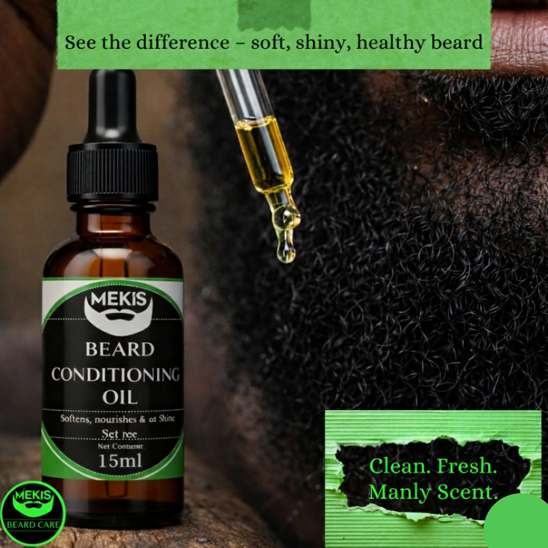 Mekis Beard Conditioning Oil - 15ml, with Jojoba ,Argan & Vitamin E,  Nourish. Strengthen. Command Presence.