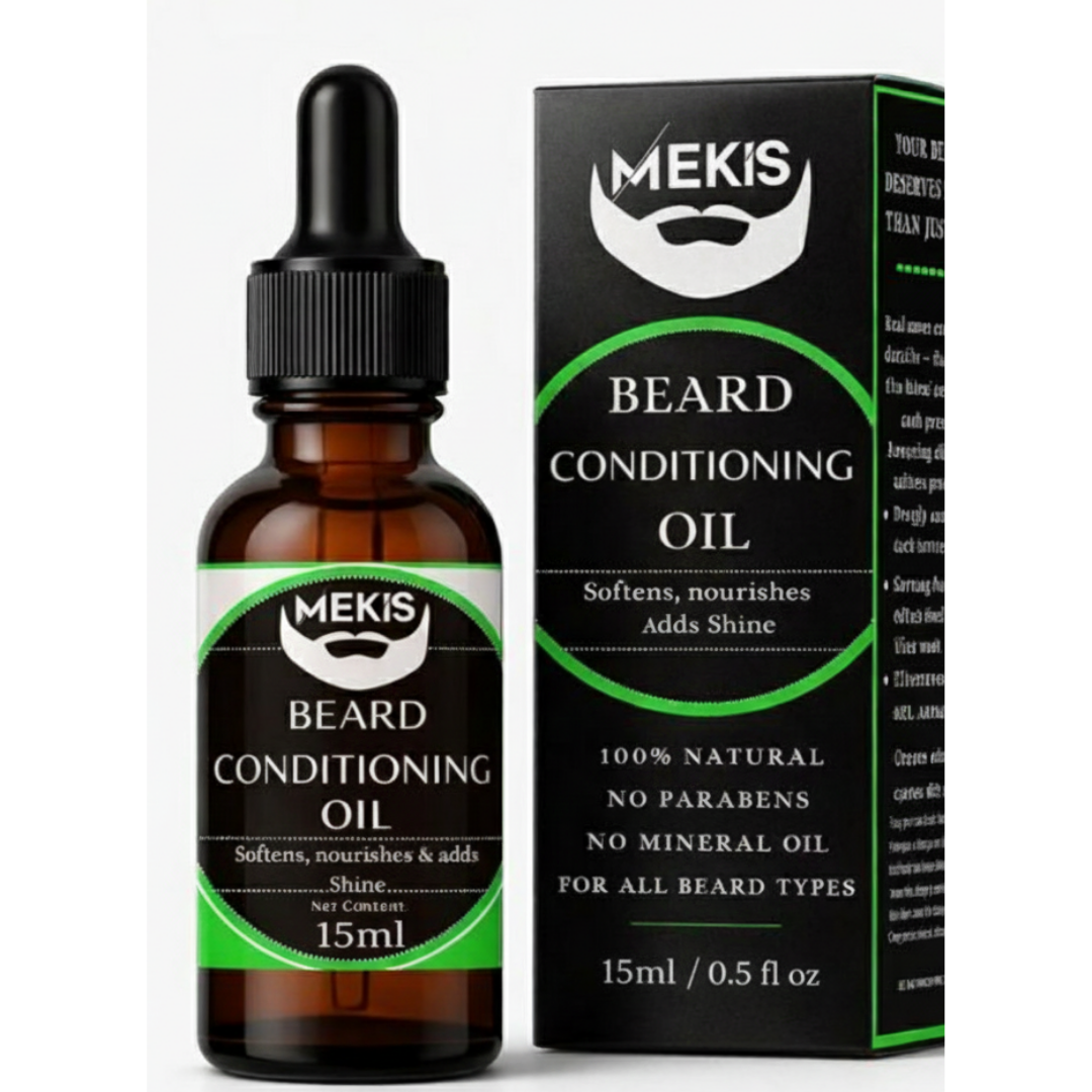 Mekis Beard Conditioning Oil - 15ml, with Jojoba ,Argan & Vitamin E,  Nourish. Strengthen. Command Presence.
