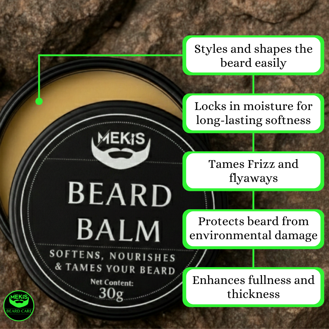 Mekis Complete Beard Care Kit - Beard Wash & Softener (180ml) + Beard Conditioning Oil (15ml) + Balm(30g) |