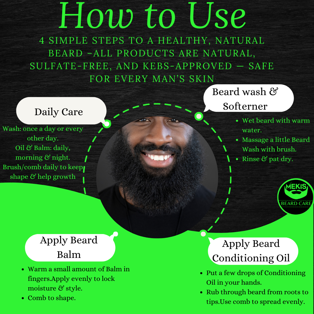 Mekis Complete Beard Care Kit - Beard Wash & Softener (180ml) + Beard Conditioning Oil (15ml) + Balm(30g) |