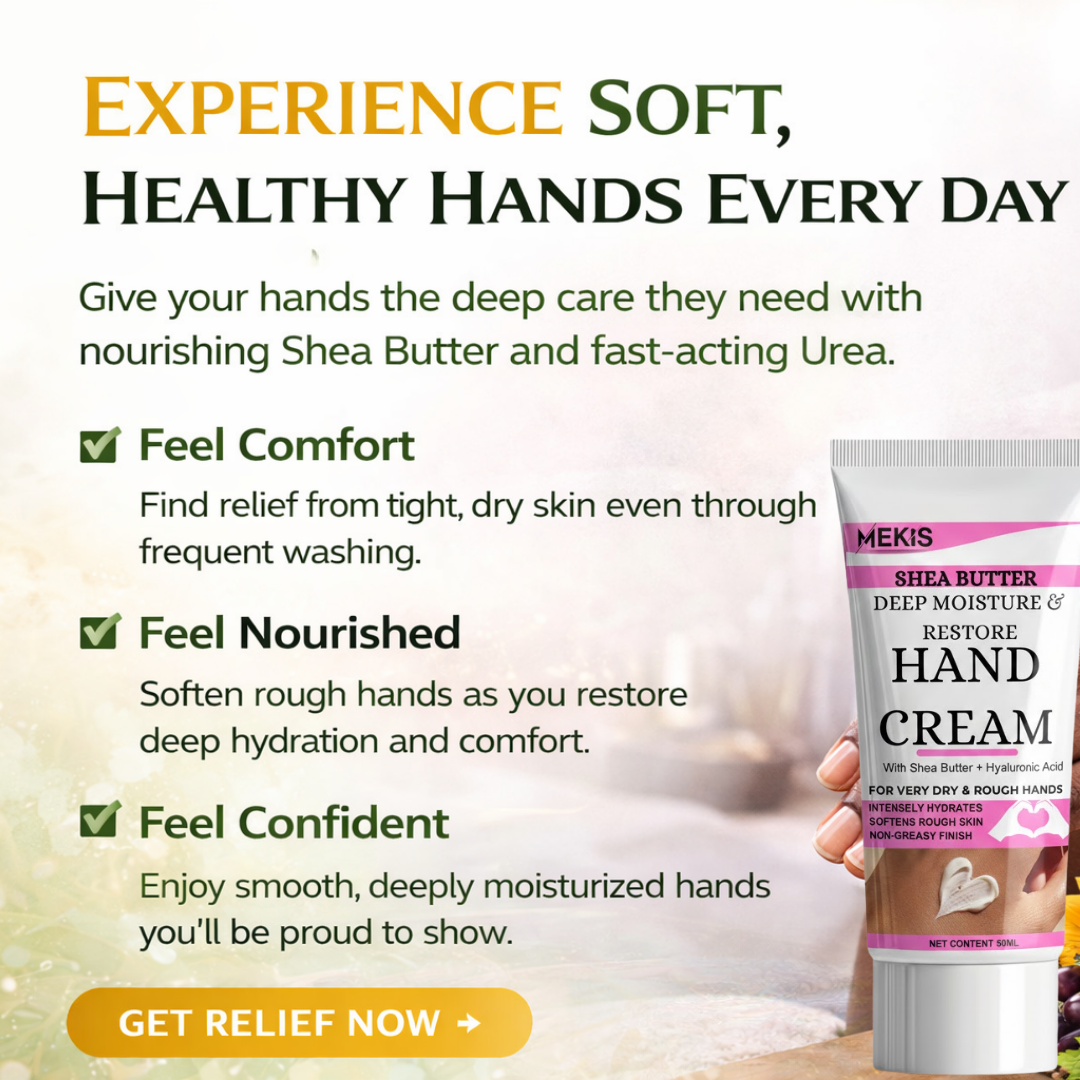 Mekis Shea Butter Deep Moisture & Restore Hand Cream - Deeply hydrates dry hands ,Softens rough, cracked skin