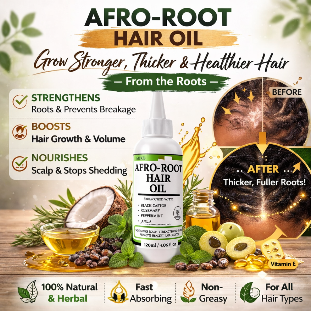 Mekis 8 in 1,Afro Root Hair Growth Oil -  Stronger Roots. Thicker Hair. Healthier Growth.