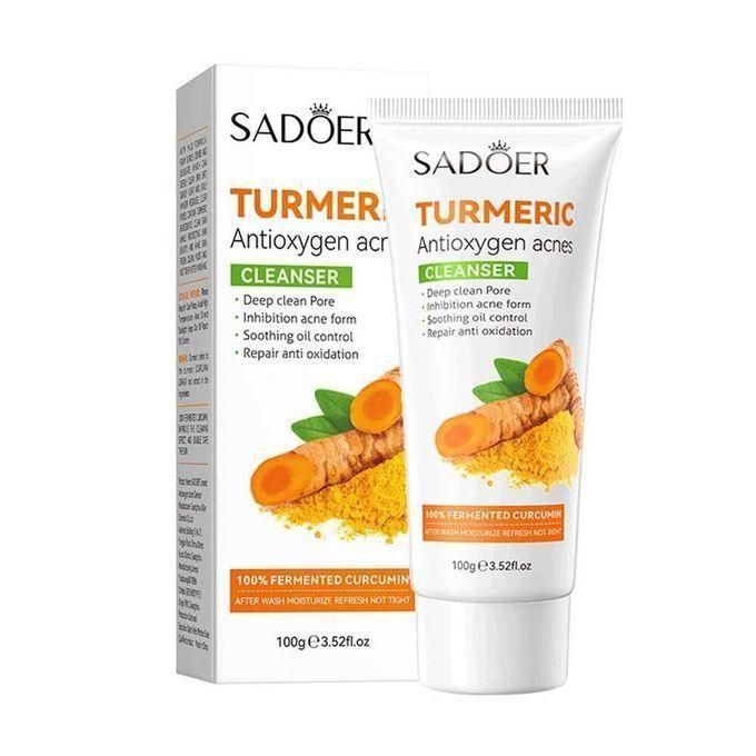 SODOER OFFER Turmeric Skincare Set For Anti-Aging Glowing Skin,Include Face Cleanser, Turmeric Oil Serum-Toner-Face Cream-and 2 Tumeric Sheet Mask For Dark Spot Corrector Remover