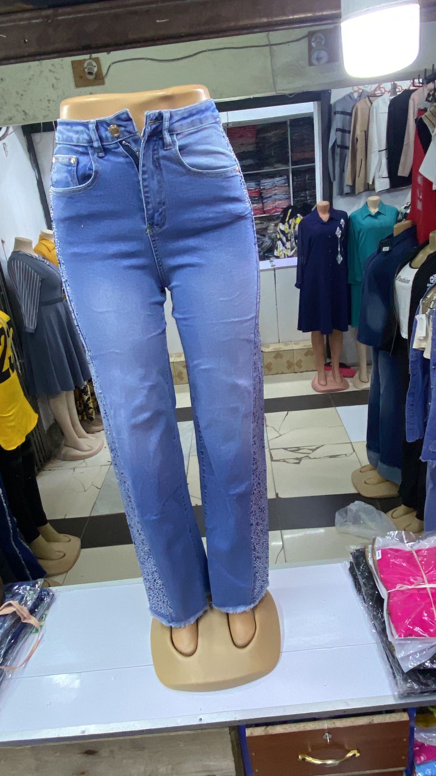 Women’s Fancy Mummy Jeans with Pearl Design