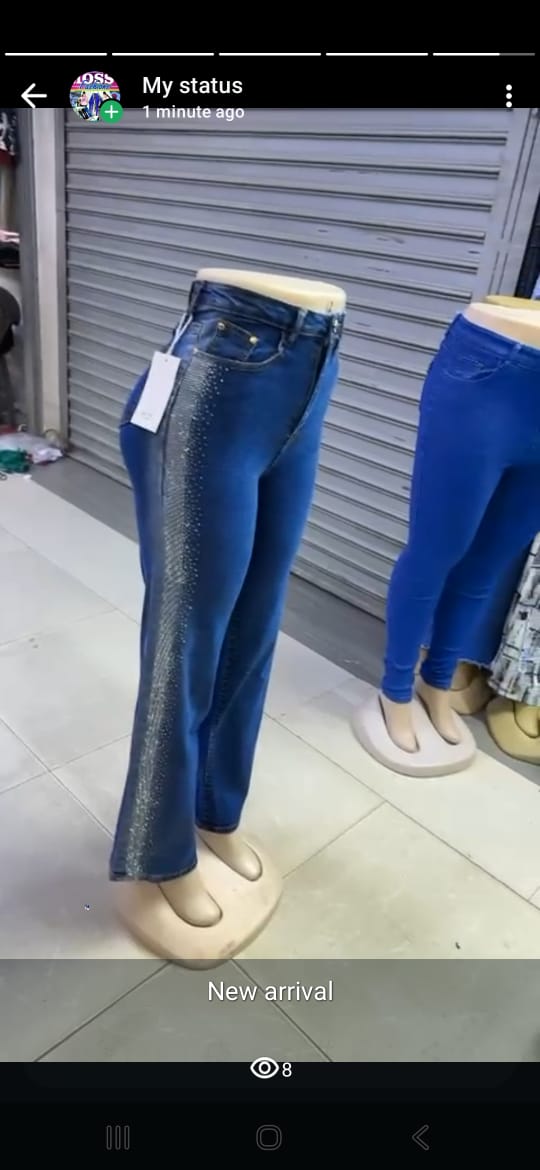 Women’s Fancy Mummy Jeans with Pearl Design