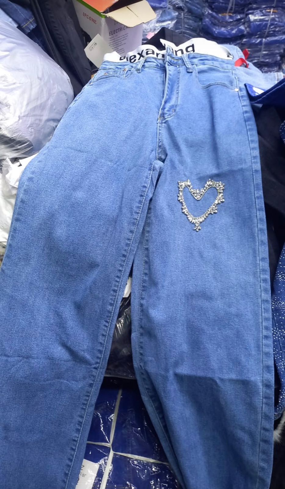 Women’s Fancy Mummy Jeans with Pearl Design