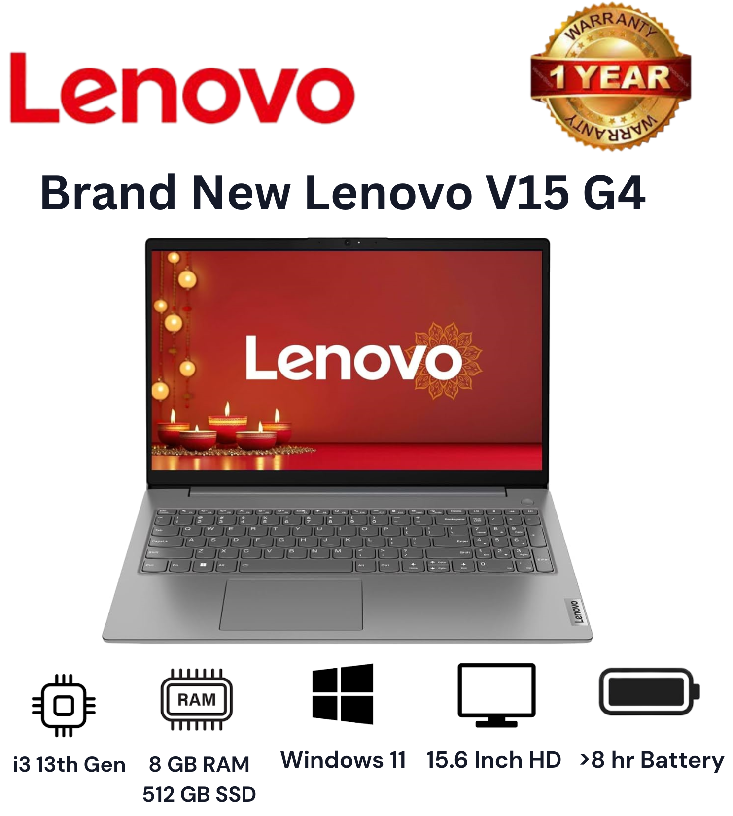 Brand NEW Lenovo V15 G4 | Intel Core i3-1315U | 8GB RAM | 512GB SSD | 15.6'' Inch HD display Windows 11 School Laptop Computer | Notebook |  New Laptops Lenovo Laptop