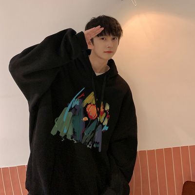 Fashionable versatile niche hoodie men's spring and autumn fashion brand high weight double-layer hooded sweatshirt oversized couple jacket