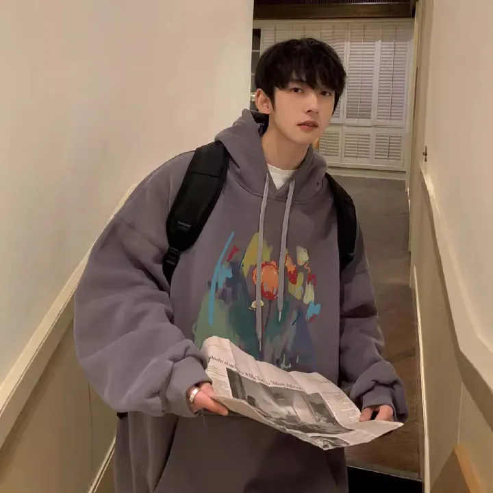 Fashionable versatile niche hoodie men's spring and autumn fashion brand high weight double-layer hooded sweatshirt oversized couple jacket