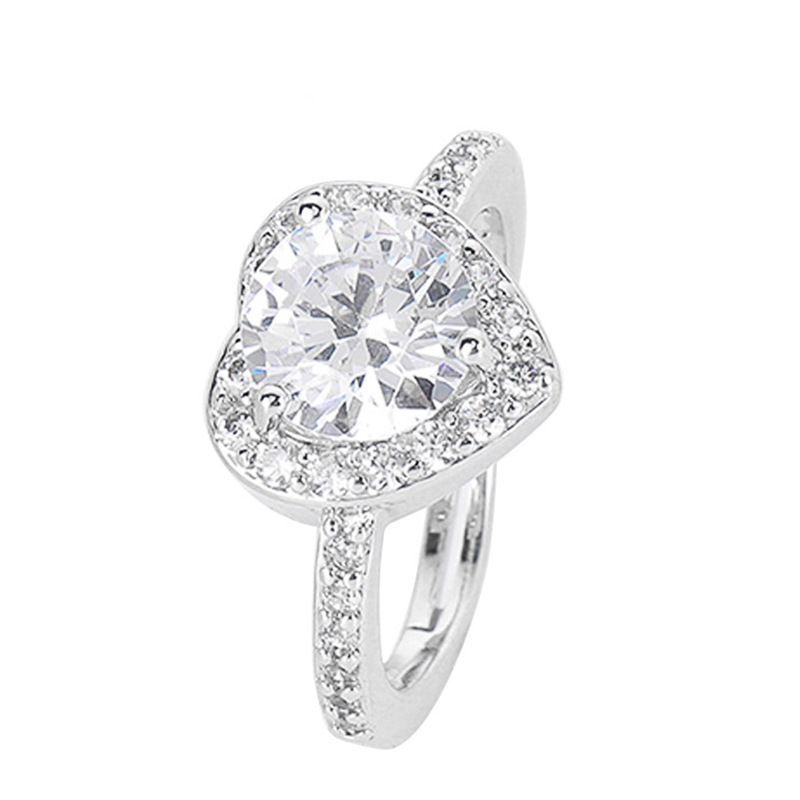 Classic Diamond Ring Jewelry Ladies Classical Wedding Engagement Ring Gift Silver adjustable Platinum Adjustable