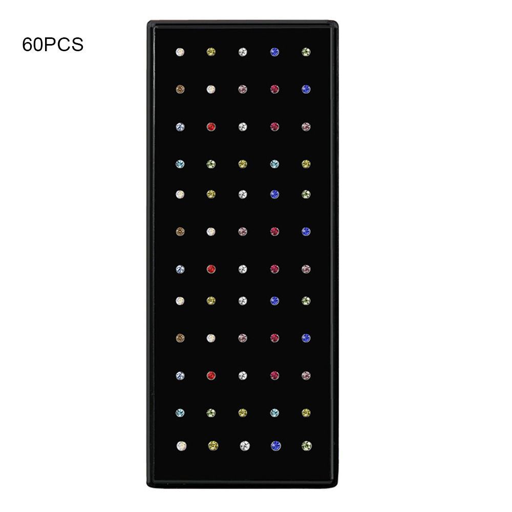60 pieces∕pack Stainless Steel Crystal Nose Ring Set Women Girl Surgical Steel multicolor 60 PCS